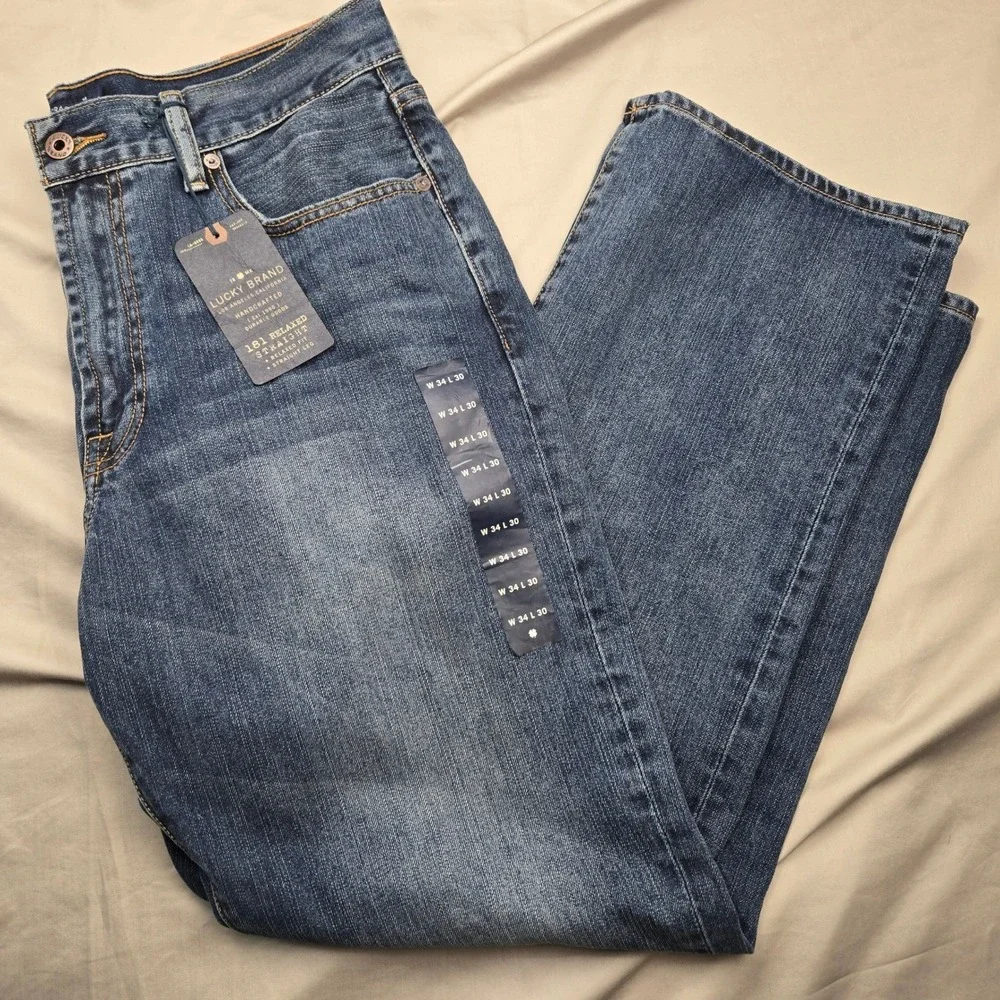 Lucky Brand 181 Relaxed Straight Mens Jeans Blue Denim 34x30 NWT